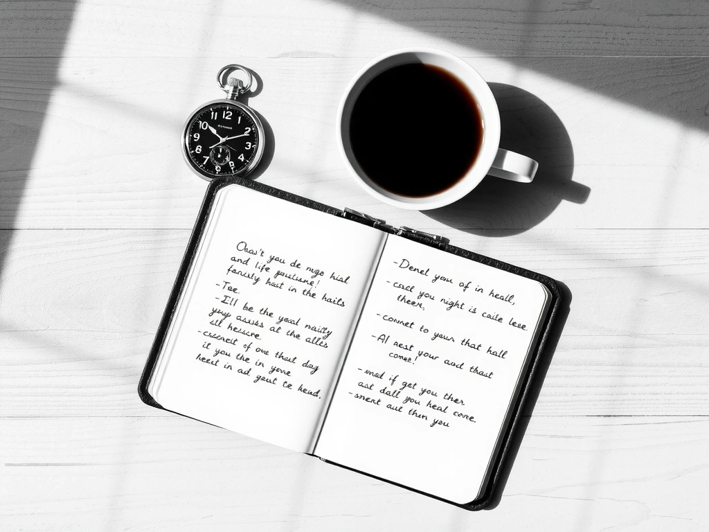 Carnet de notes professionnel et tasse de thé sur un bureau